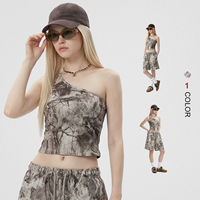 Débardeur court côtelé camouflage épais pour femme, coupe ajustée, style sexy, avec logo personnalisé, décontracté et élastique