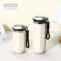 Mug isotherme personnalisé en acier inoxydable 304 à double paroi, forme octogonale, avec cordon portable, pour voyage et extérieur