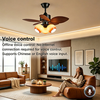 Ventilateur de plafond décoratif moderne pour chambre à coucher, à montage en surface, avec moteur DC 6 vitesses, en forme de feuille de palmier, avec lumière LED et télécommande, produit OEM ODM