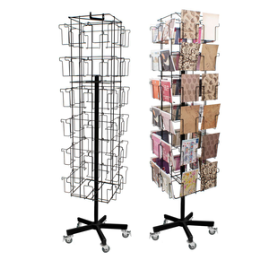 Tùy Chỉnh Xoay Thiệp Chúc Mừng Hiển Thị Đứng Dây Kim Loại Túi Truyện Tranh Cuốn Sách Hiển Thị Giá Bưu Thiếp Hiển Thị Giá Với Bánh Xe - Product Image 1