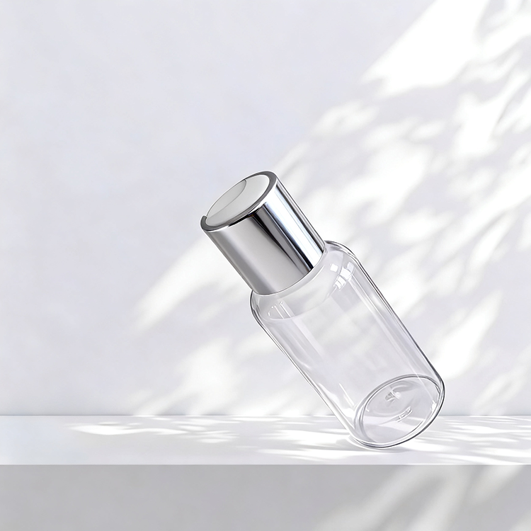 Transparent bottle+Silver and white cap
