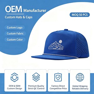High Quality <b>Waterproof</b> Woven Patch 5 Panel Summer Running Snapback Cap Men Rope Custom Golf <b>Hat</b> - Product Image 1