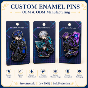 Pins en émail dur personnalisés, style moderne Cyber Street Anime Boy, badges de revers en métal nickel noir pour casque et skater - Product Image 4