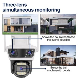 Đèn pha ngoài trời cctv camera IPC 360 với hệ thống an ninh phát hiện chuyển động tầm nhìn ban đêm mạng Máy ảnh 3 ống kính - Product Image 3