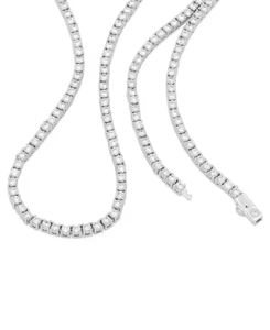 Hip Hop Iced Out Tennis Chain <b>Necklace</b> Diamond Studded Silver Chain for Men Luxury Bling Jewelry Streetwear <b>Statement</b> <b>Necklace</b> - Product Image 1