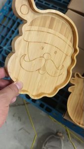 Hstyle bricolage noël bambou et assiettes en bois <span class=keywords><strong>cerf</strong></span> arbre en forme de traiter les assiettes de fête assiettes en Carton en bois naturel - Product Image 4