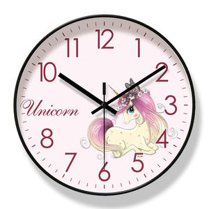Linda infantil arco-íris cavalo relógio de parede simples plástico sala de parede relógio infantil silencioso varredura segundos quartzo relógio - Product Image 2