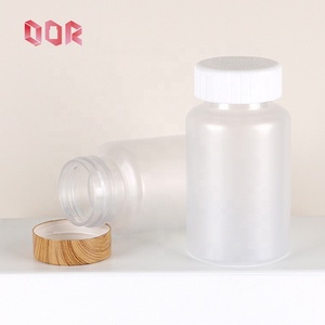 Cápsula de tableta esmerilada, vitamina PET, botella de grado alimenticio de 300ml con color personalizado con línea de madera, Tornillo metálico, tapa de diseño personalizado - Product Image 3