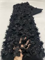 NI.AI Nouvelle Arrivée Tissu en Dentelle Florale 3D Exquise Perlée et Pailletée, Tulle Festonné en Maille pour Robe de Mariée
