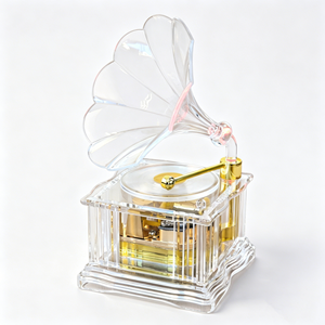 Gramófono de Acrílico Transparente al por Mayor, Caja de Música de Juguete con Luz Colorida, Decoración para el Hogar, Adorno de Mesa - Product Image 1