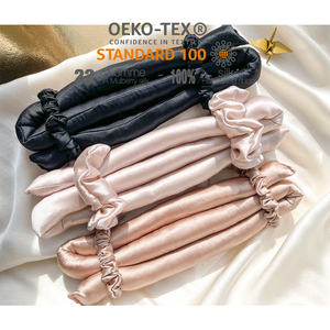 Ensemble d'accessoires pour cheveux <span class=keywords><strong>en</strong></span> <span class=keywords><strong>tissu</strong></span> de soie 100% mûrier, personnalisé, pour boucles sans chaleur, comprenant des bigoudis, une barre à boucler, un bandeau et un chouchou - Product Image 2