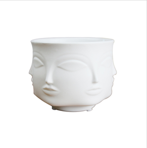 Personalidad blanco de cerámica pequeño Cactus suculentas <span class=keywords><strong>cara</strong></span> plantador de cabeza <span class=keywords><strong>cara</strong></span> flores macetas florero. - Product Image 1