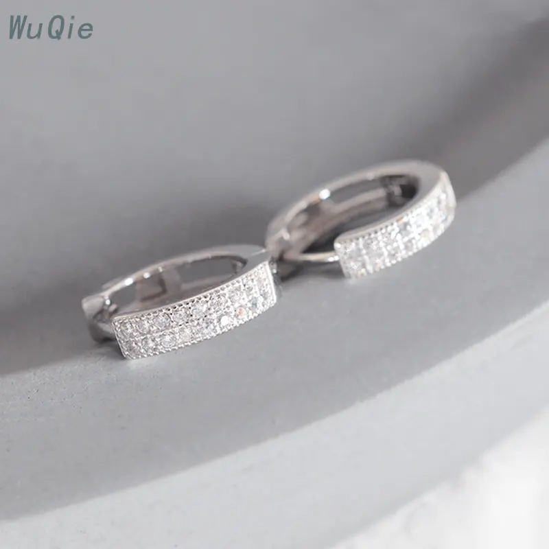 Wuqie Best-seller 3A CZ Clip su Orecchini Dei Monili 925 Sterling Silver Timbrato Huggie Orecchini per la Donna