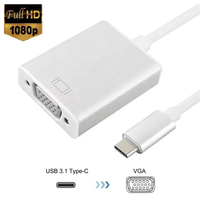 Câble adaptateur USB3.1 Type-C mâle vers VGA femelle, cordon convertisseur vidéo coaxial en PVC pour MacBook Pro, téléphone Samsung Galaxy S9