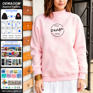 Sudadera de cuello alto acanalado de alta calidad para mujer, de algodón polar, con bordado de apliques personalizado, venta al por mayor del fabricante - Product Image 1