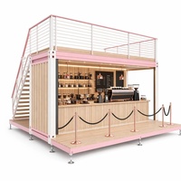 Kiosque de café préfabriqué en conteneur de 20 pieds, stand d'exposition modulaire, kiosque double étage, stand de vente éphémère pour salons professionnels