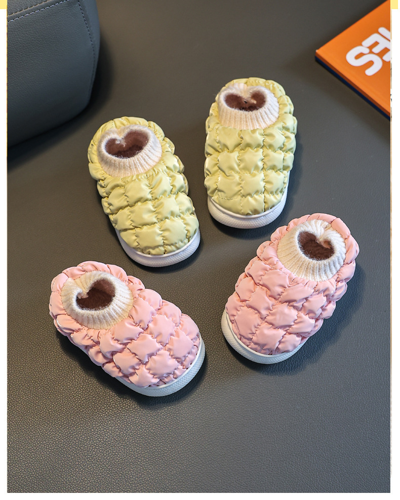 Kids Plush House Slippers Non-slip Warm Winter Indoor Waterproof Cotton Slippers