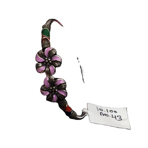 กำไลข้อมือเงินแท้ 925 ประดับมีนาคาริลายดอกไม้เคลือบสีม่วง ประดับเพชรซิร์คอน สไตล์คลาสสิกสำหรับผู้หญิง เครื่องประดับชาติพันธุ์ - Product Image 2