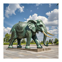 Décoration d'extérieur Happy Jumping Elephant Animal Sculpture Copper Large Brass Elephant Statue