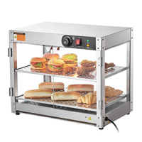 Vitrine chauffante commerciale à 2 ou 3 niveaux, 800W, avec éclairage, capacité 150L, en plastique de qualité alimentaire
