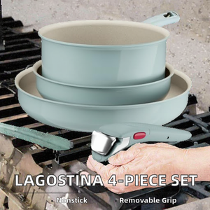 Juego de Sartenes Antiadherentes Modernas de 4 Piezas Ingenio Pastel con Mango Desmontable, Compatible con Horno de Inducción, Ahorro de Espacio, Verde Salvia - Product Image 3