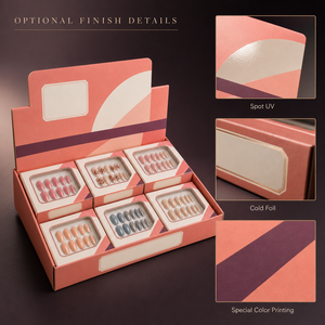 Boîtes individuelles en <span class=keywords><strong>papier</strong></span> pour faux ongles avec fenêtre transparente et plateau de présentation à six compartiments pour présentation en comptoir de vente au détail - Product Image 1