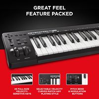 Teclado controlador MIDI USB M-AUDIO Keystation 49 MK3 Synth Action de 49 teclas con controles asignables, ruedas de modulación de tono y software