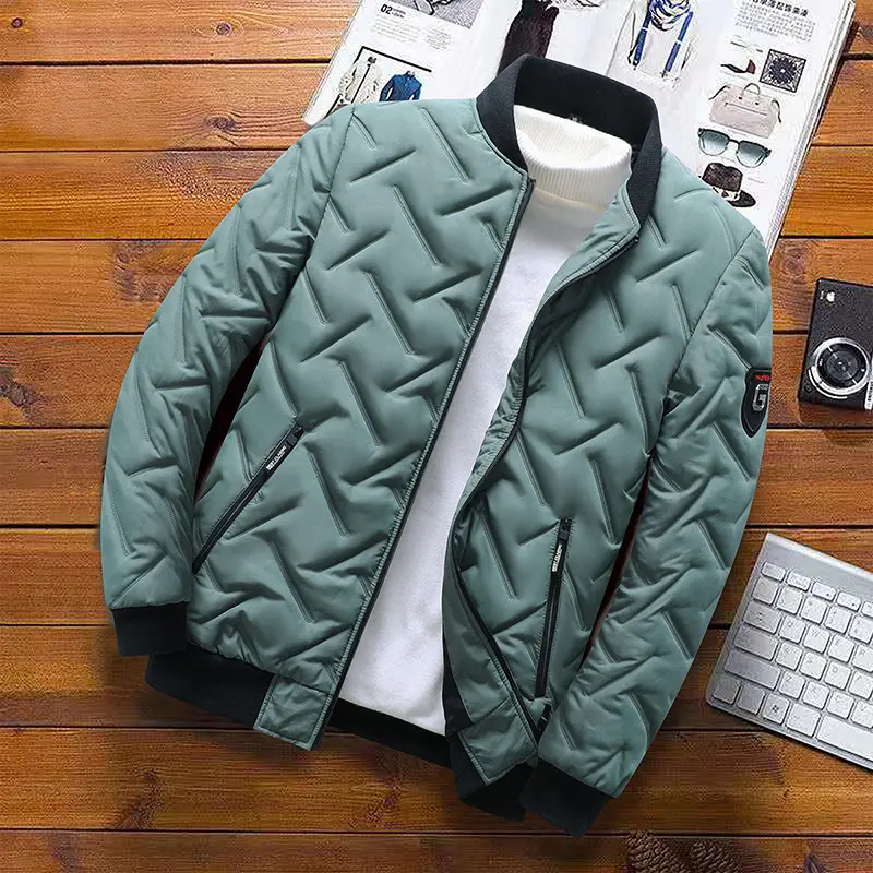 Custom Cotton Coats Zipper Polyester Puffer Winter Men Plus Size Bomber Jacket