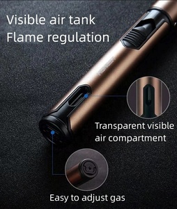 Offre Spéciale pas cher accessoires pour fumeurs cigare cigarette torche <span class=keywords><strong>flamme</strong></span> butane rechargeable allume-cigare briquets coupe-vent Jet bleu métal - Product Image 5