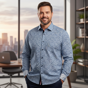 High Quality Blue Formal Casual Dress <b>Shirt</b> for Men 100% Cotton Spring Season - Product Image 3
