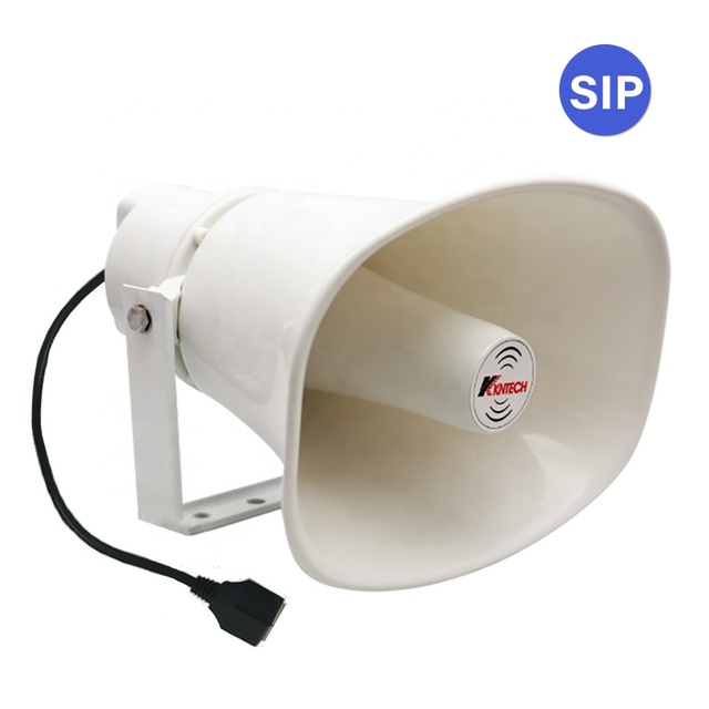 KNTECH 15W SIP POE Active IP Horn Speaker IP66 Weatherproof PA System Wall Mount for Factory Warehouse Tunnel Industrial Plant
