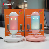 Microfono a Condensatore USB RGB da Scrivania per Gaming, Streaming, Podcast, Twitch, YouTube, Discord