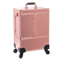 2025 Vente chaude multicouche, étui à roulettes de manucure or Rose grande capacité maquillage manucure voyage étui à roulettes de stockage/