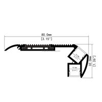 Profilé LED en aluminium noir, profilé de canal LED, lumière LED 80mm*32mm, bordure de carrelage, marches d'escalier, bandes LED, utilisation cinéma, théâtre