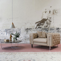 Canapé Chesterfield en cuir beige au design unique, ensemble de canapés 1 2 3 places avec pieds en acier inoxydable, mobilier moderne, canapé pour villa