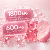 Gummies au collagène et glutathion 1800mg, collagène hydrolysé avec vitamine C pour éclaircir la peau