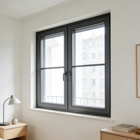 Ventana Abatible de Doble Vidrio con Marco de Aluminio para Zonas Costeras, Resistente al Viento y a Tifones, Perfil Reforzado
