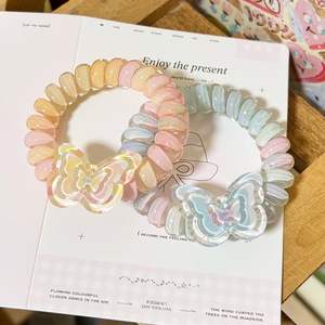 Bandeau pour cheveux en forme de papillon dégradé, cordon téléphonique, fille, mignon, bande élastique pour cheveux, fille, haute élasticité - Product Image 2