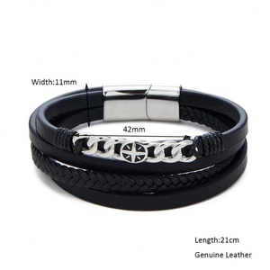 Chunky Vintage Durable Exquisite Workmanship Waterproof Four Layers of Leather Chucky Fashion <b>Bangle</b> Bracelet Jewelry <b>for</b> <b>Men</b> - Product Image 6