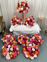 Produit en promotion, boule de fleurs artificielles en soie orange et rose de 40 cm de diamètre, centre de table pour la décoration de table de mariage