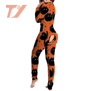 <strong>Halloween</strong> Womens Animal Print One Piece Sleepwear Butt Flap <strong>Onesie</strong> Pajamas for <strong>Adults</strong> - Product Image 6