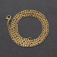 Collier chaîne Figaro en acier inoxydable plaqué or 18 carats PVD argenté de haute qualité, largeur 3 mm, style Hip Hop, vente en gros