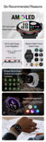 Montre connectée HK36 avec écran HD de 1,43 pouce, tracker d'activité, montre de sport, moniteur de fréquence cardiaque, étanche IP67, portable pour un usage quotidien