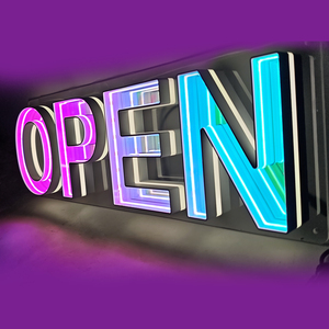 Custom OPEN <b>LED</b> RGB Neon <b>Letter</b> Infinity Mirror Sign Mirror Effect Multi Color Display Wall Mount Decoration for Event Party - Product Image 3