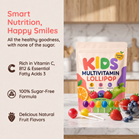 Sucettes multivitaminées OLLI pour enfants sans sucre, vitamine C, oméga 3, B12, soutien immunitaire, développement cérébral, santé dentaire, 300g
