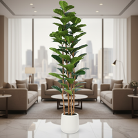 OH ARTS Plante Artificielle Faux Bonsaï d'Intérieur/Extérieur 180cm, Ficus Lyrata Détachable en Pot en Plastique Blanc