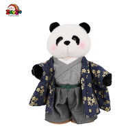 Poupée en peluche Zaves personnalisée de 30 cm en polyester et coton PP gris, design exquis de panda en kimono japonais, douce, moderne, faite à la main pour la chambre des garçons