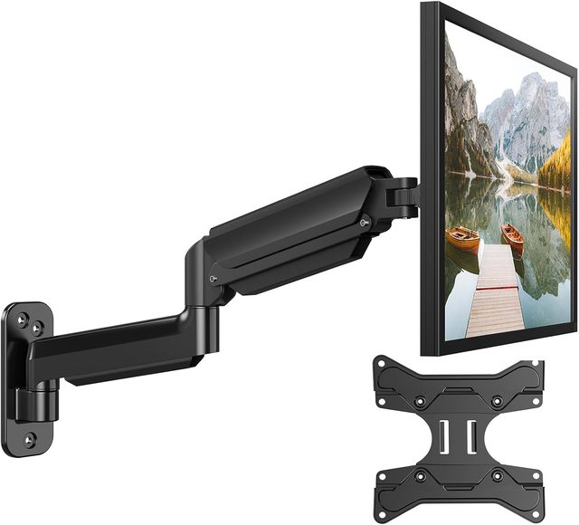 WT TV Monitor Wall Mount Bracket Full Motion Articulating Swivel for 17-27 Inch Monitors with Gas Spring in Stock