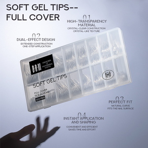 BBM Capsules d'<span class=keywords><strong>ongles</strong></span> souples en <span class=keywords><strong>gel</strong></span>, couvrance totale, 320 pièces/boîte, transparentes, pour extension, à presser, forme Stiletto incurvée, pour nail art - Product Image 1