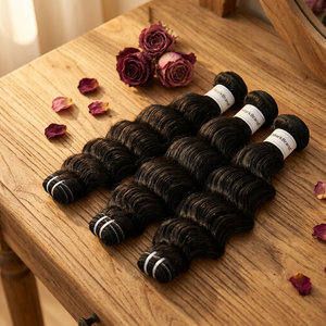 ผมมนุษย์เกรด8A สีดำ Jerry Curl นุ่มลื่นสไตล์ลอนตรงเป็นลอนผ้าลูกไม้คู่ด้านหน้าขายส่ง - Product Image 1
